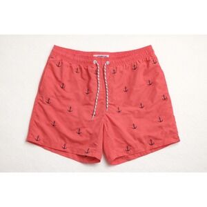 Maamgic Swim Trunks Men's L arge Coral Anchor Print Elastic‎ Waist Pockets